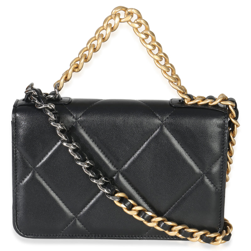 Chanel Black Quilted Lambskin 19 Wallet On Chain Leather Handbag