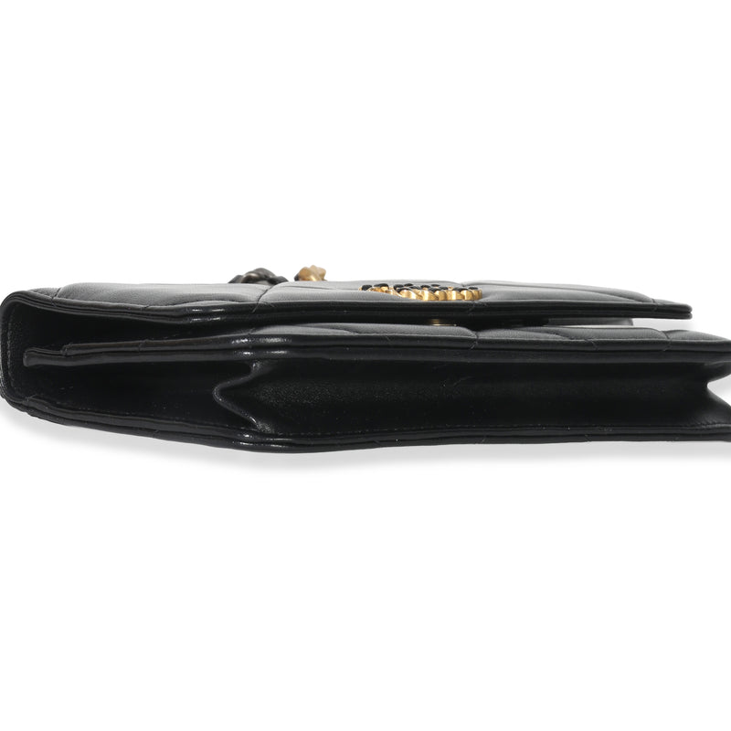 Chanel Black Quilted Lambskin 19 Wallet On Chain Leather Handbag