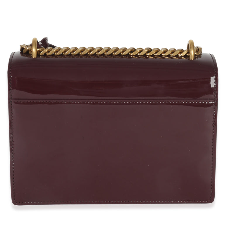 Saint Laurent Red Wine Patent Monogram Small Sunset Bag Leather Handbag