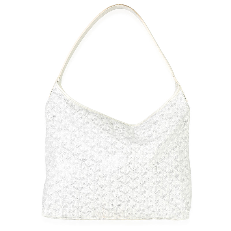 Goyard White Goyardine Canvas Boheme Hobo Handbag