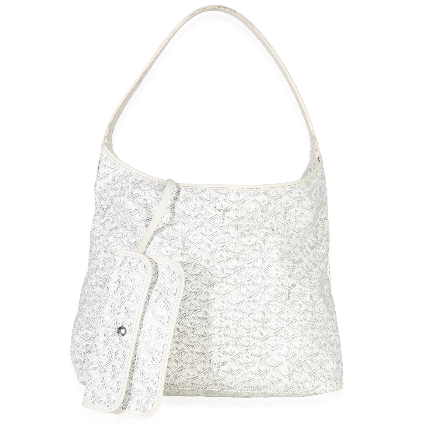 Goyard White Goyardine Canvas Boheme Hobo Handbag