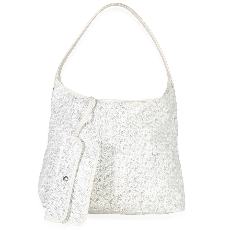 Goyard White Goyardine Canvas Boheme Hobo Handbag