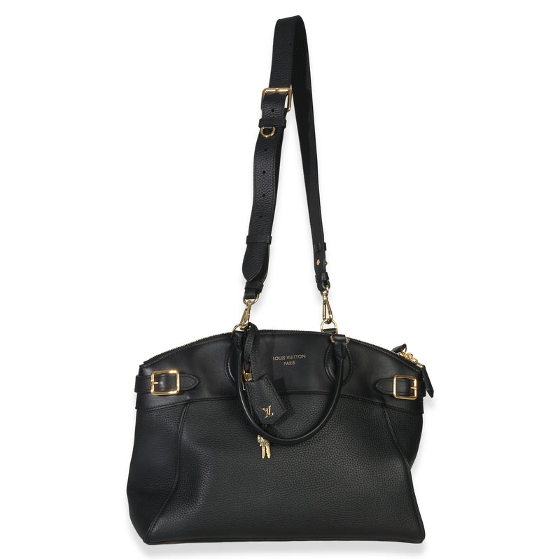Louis Vuitton Black Grained Calfskin Monogram Vendome Mm Leather Handbag