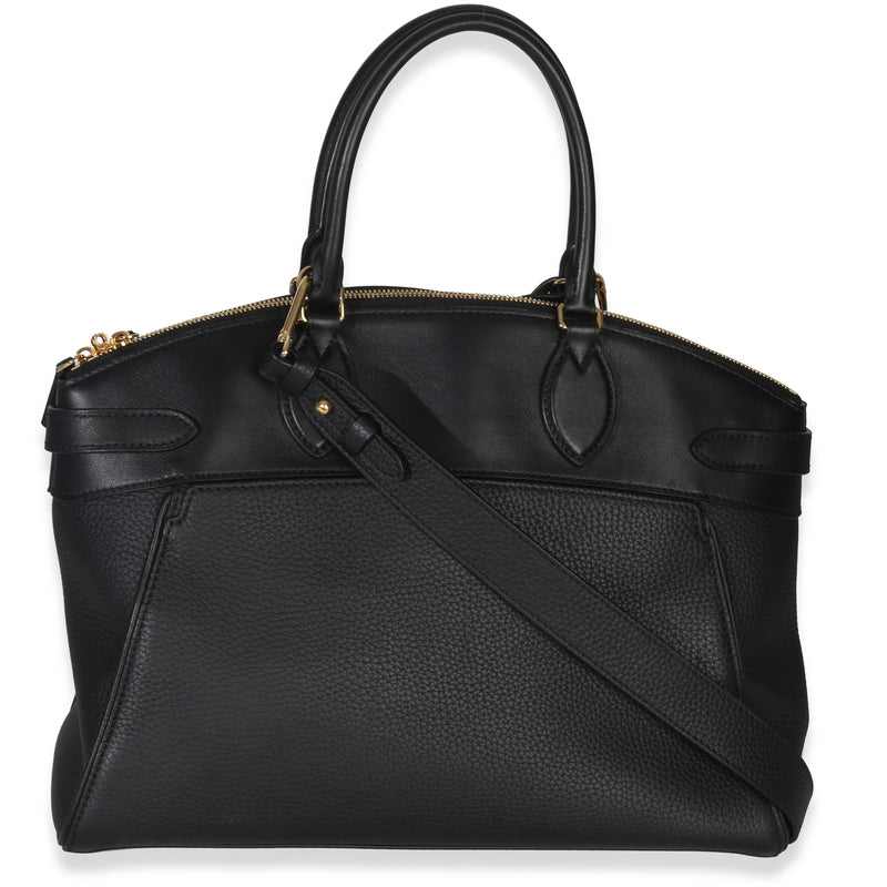 Louis Vuitton Black Grained Calfskin Monogram Vendome Mm Leather Handbag