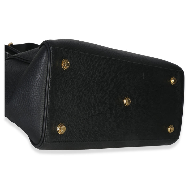Louis Vuitton Black Grained Calfskin Monogram Vendome Mm Leather Handbag