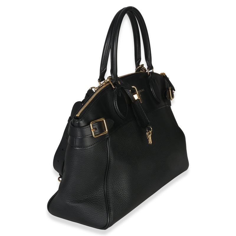 Louis Vuitton Black Grained Calfskin Monogram Vendome Mm Leather Handbag