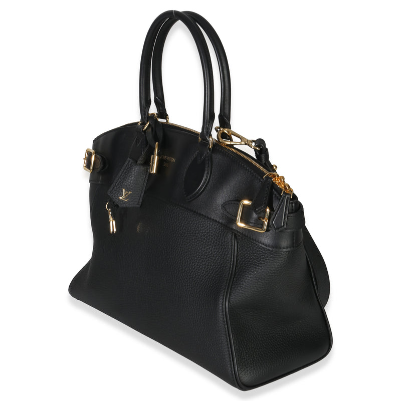 Louis Vuitton Black Grained Calfskin Monogram Vendome Mm Leather Handbag