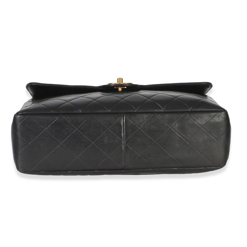 Chanel Vintage 24k Black Quilted Lambskin Jumbo Xl Maxi Flap Bag Leather Handbag