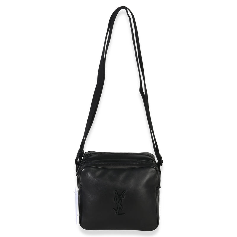 Saint Laurent Black Lambskin Monogram Niki Cube Camera Bag Leather Handbag