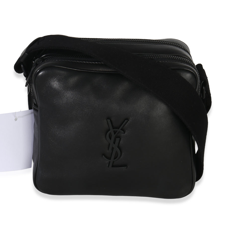 Saint Laurent Black Lambskin Monogram Niki Cube Camera Bag Leather Handbag