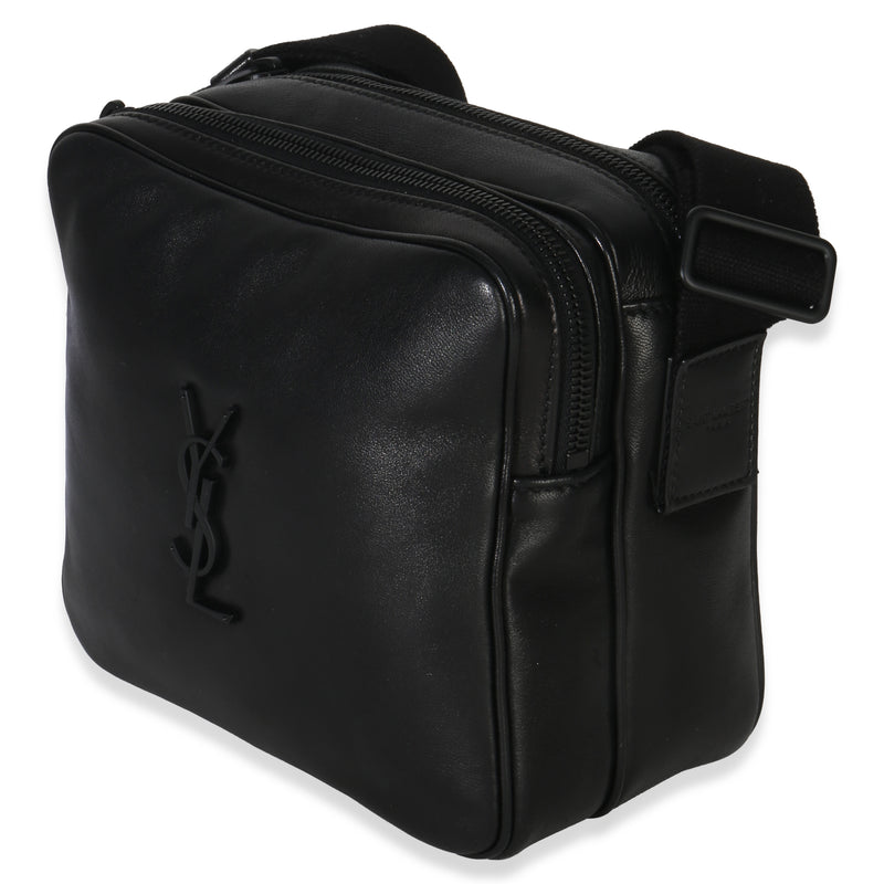 Saint Laurent Black Lambskin Monogram Niki Cube Camera Bag Leather Handbag