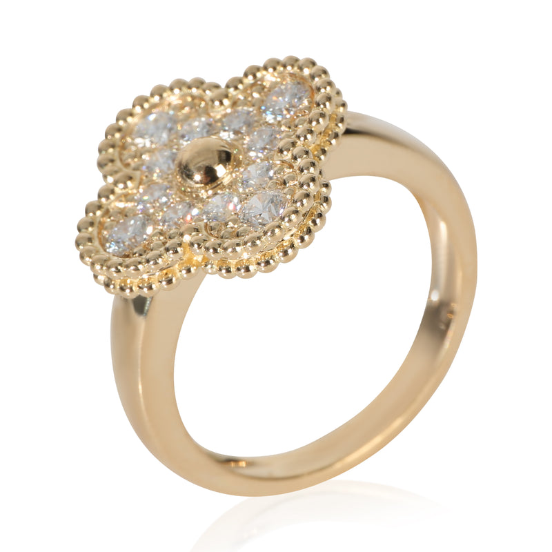 Van Cleef & Arpels Yellow Gold Diamond Vintage Alhambra Ring 18k
