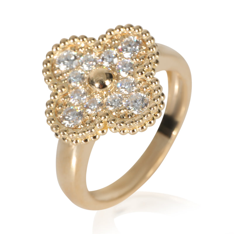 Van Cleef & Arpels Yellow Gold Diamond Vintage Alhambra Ring 18k