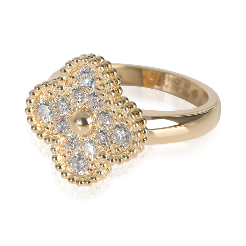 Van Cleef & Arpels Yellow Gold Diamond Vintage Alhambra Ring 18k