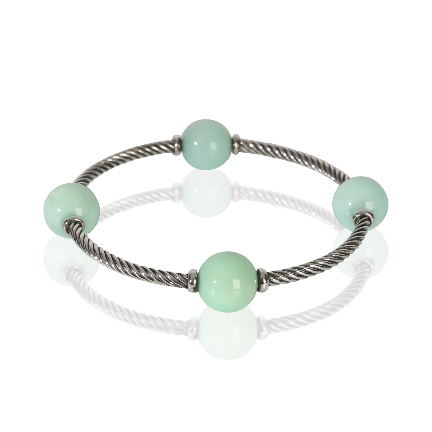 David Yurman Sterling Silver Chrysoprase Mustique Bracelet 925