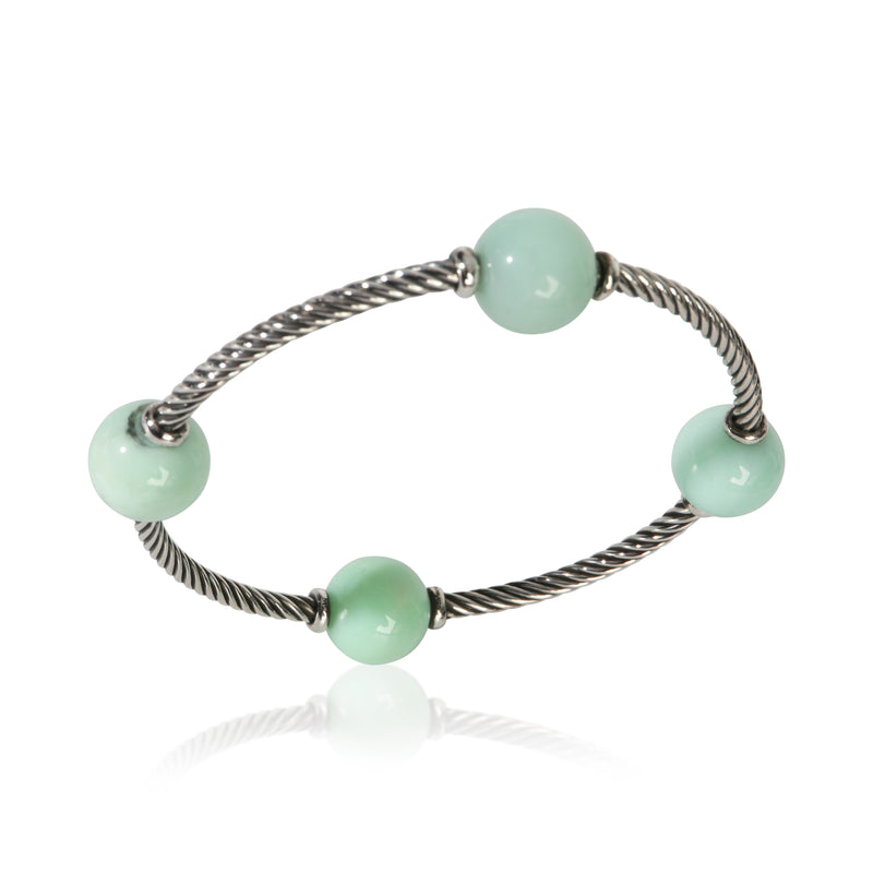 David Yurman Sterling Silver Chrysoprase Mustique Bracelet 925