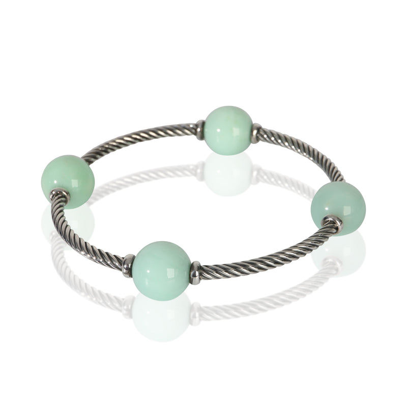David Yurman Sterling Silver Chrysoprase Mustique Bracelet 925