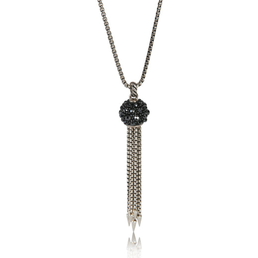 David Yurman Sterling Silver Hematite Berries Tassel Necklace 925