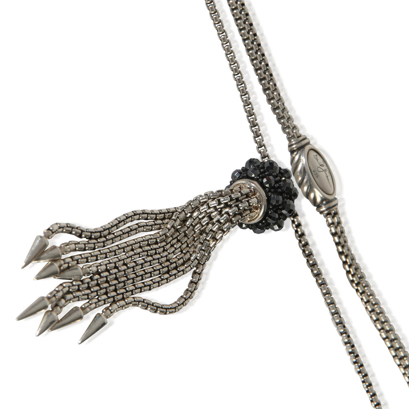 David Yurman Sterling Silver Hematite Berries Tassel Necklace 925