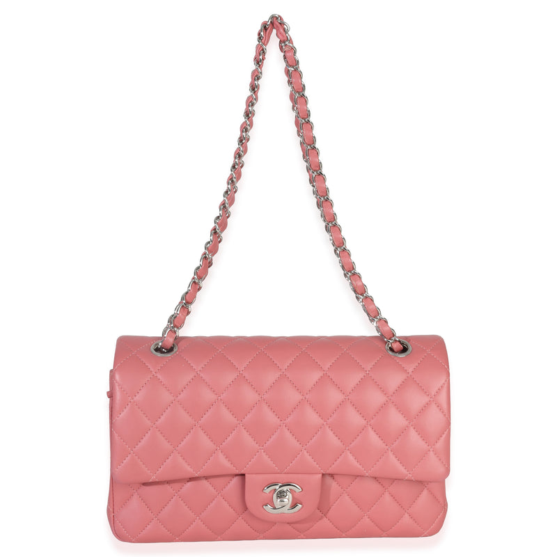 Chanel Pink Quilted Lambskin Medium Classic Double Flap Bag Leather Handbag