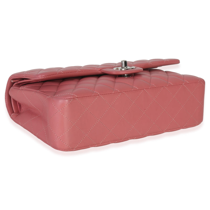 Chanel Pink Quilted Lambskin Medium Classic Double Flap Bag Leather Handbag