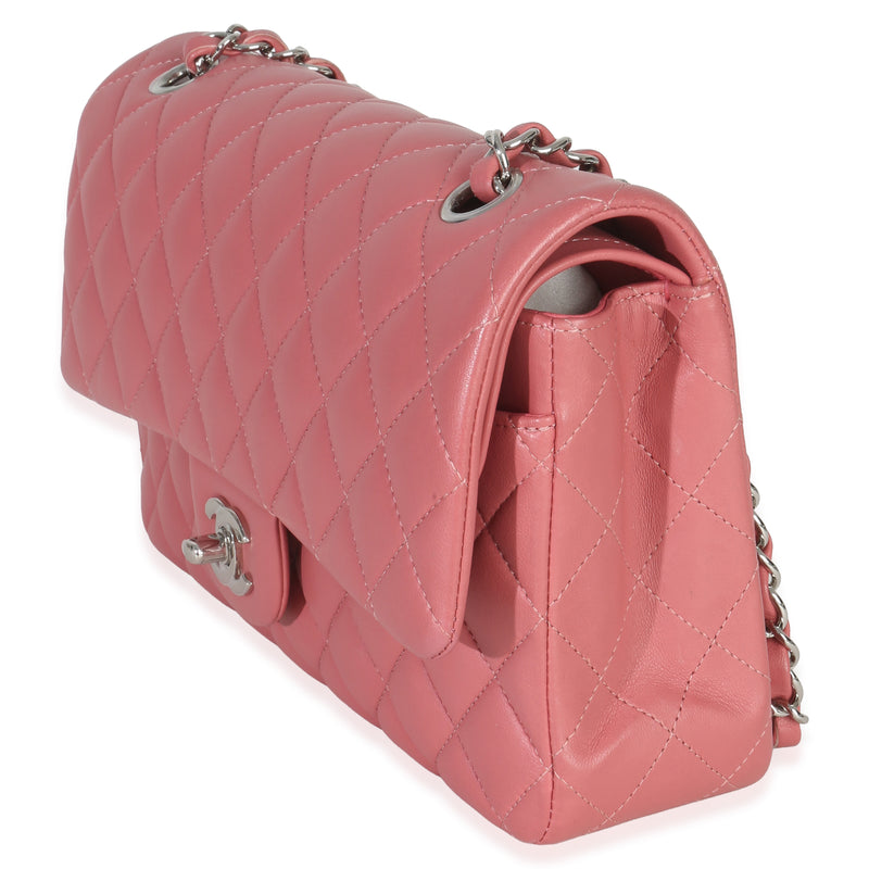 Chanel Pink Quilted Lambskin Medium Classic Double Flap Bag Leather Handbag