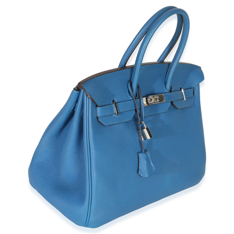 Hermès Bleu Zellige Togo Birkin 35 Phw Blue Leather Handbag