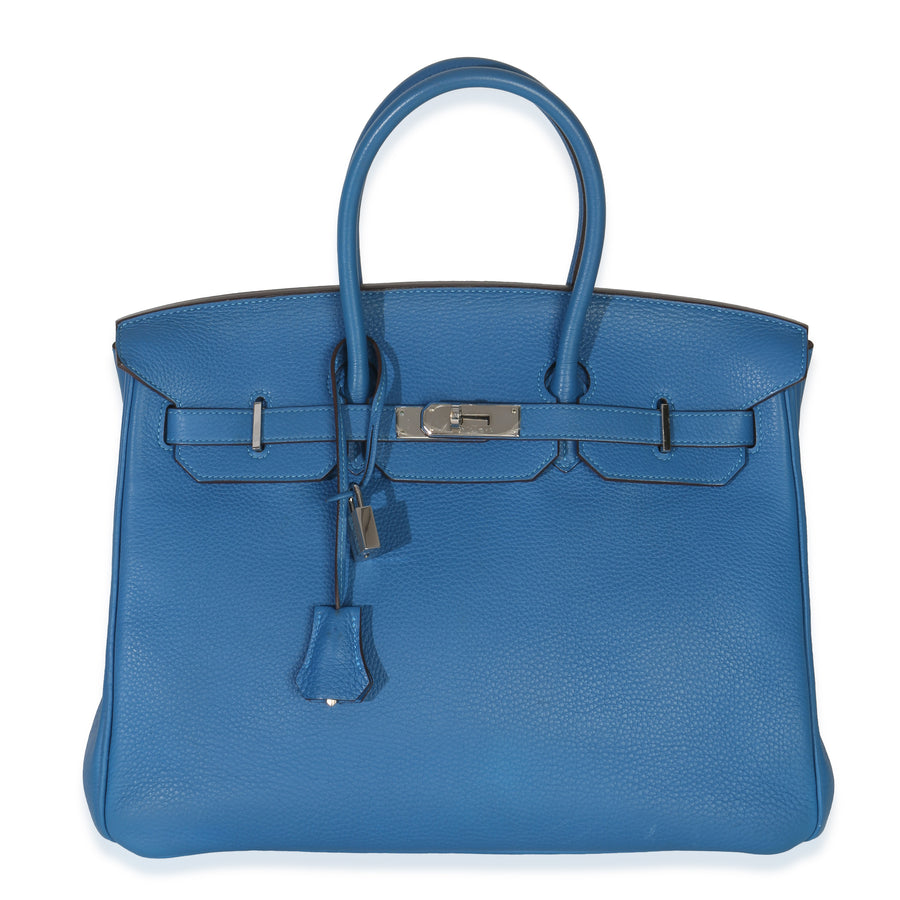 Hermès Bleu Zellige Togo Birkin 35 Phw Blue Leather Handbag
