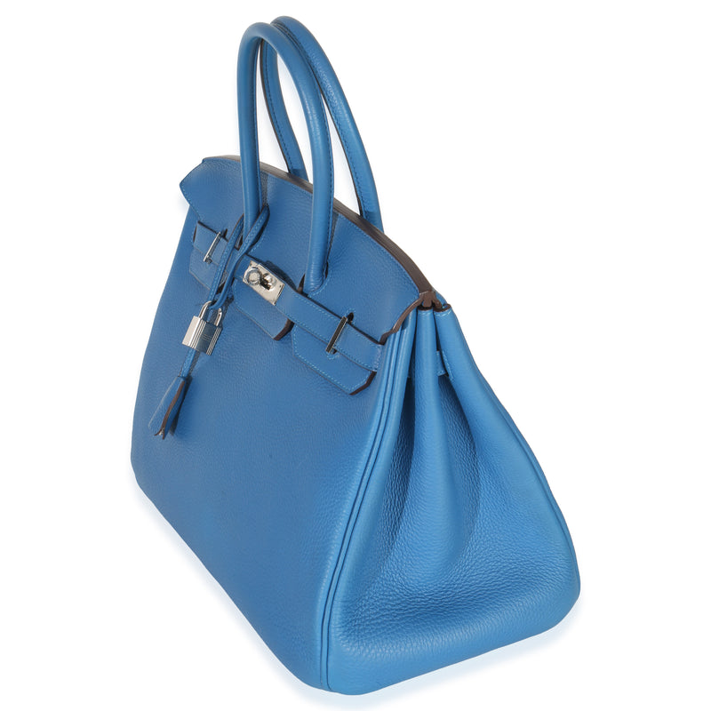 Hermès Bleu Zellige Togo Birkin 35 Phw Blue Leather Handbag