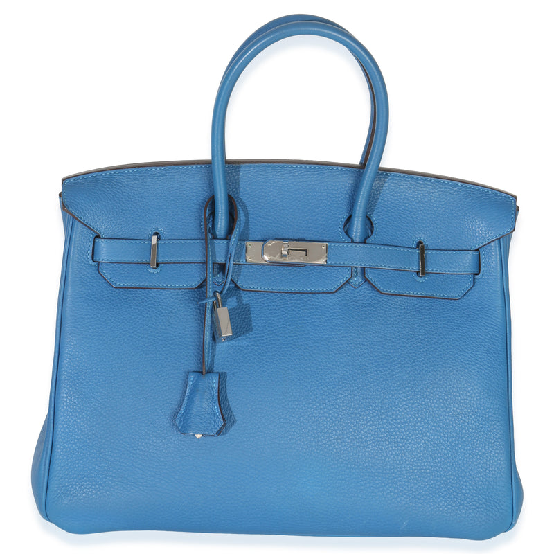 Hermès Bleu Zellige Togo Birkin 35 Phw Blue Leather Handbag
