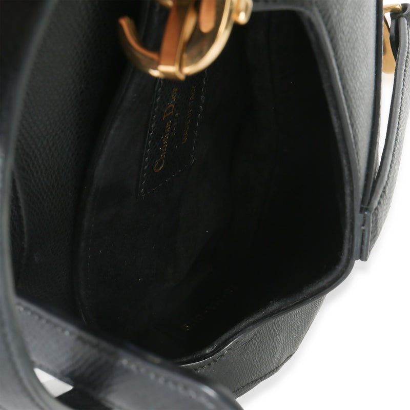 Christian Dior Black Grained Calfskin Mini Saddle Bag Leather Handbag