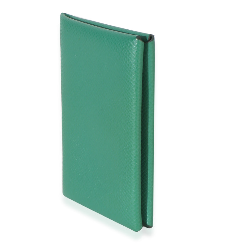 Hermès Vert Vertigo Epsom Calvi Card Holder Green Leather Wallet
