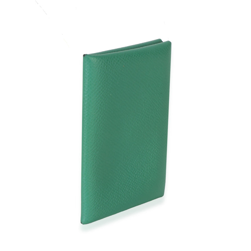 Hermès Vert Vertigo Epsom Calvi Card Holder Green Leather Wallet