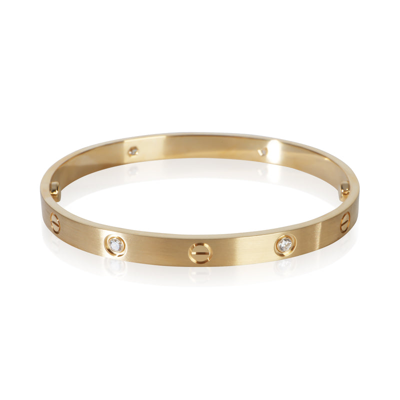 Cartier Yellow Gold Diamond Brushed Finished Love Bracelet 18k