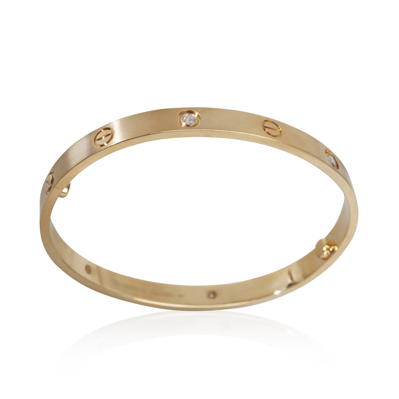 Cartier Yellow Gold Diamond Brushed Finished Love Bracelet 18k