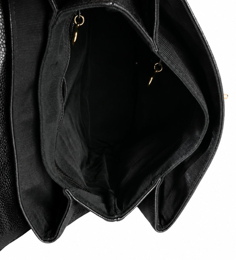 Chanel Vintage 24k Triple Cc Flap Backpack Black Leather Handbag