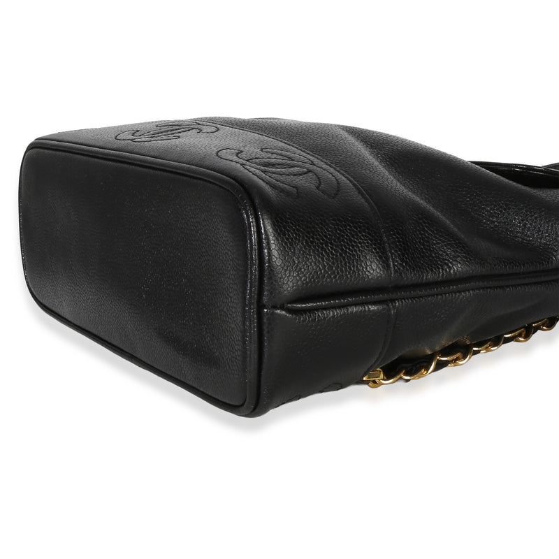 Chanel Vintage 24k Triple Cc Flap Backpack Black Leather Handbag