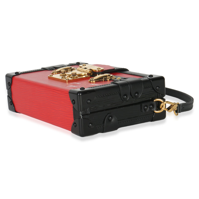 Louis Vuitton Red Black Epi Petite Malle Leather Handbag