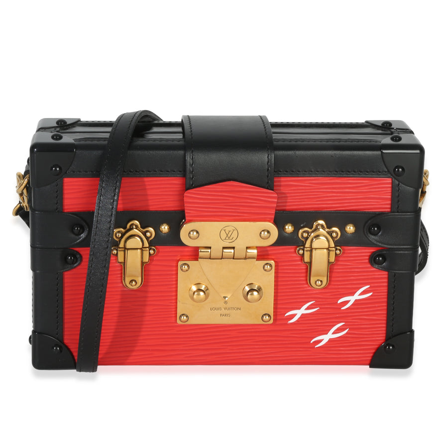 Louis Vuitton Red Black Epi Petite Malle Leather Handbag