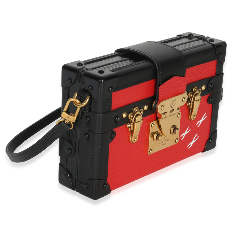 Louis Vuitton Red Black Epi Petite Malle Leather Handbag