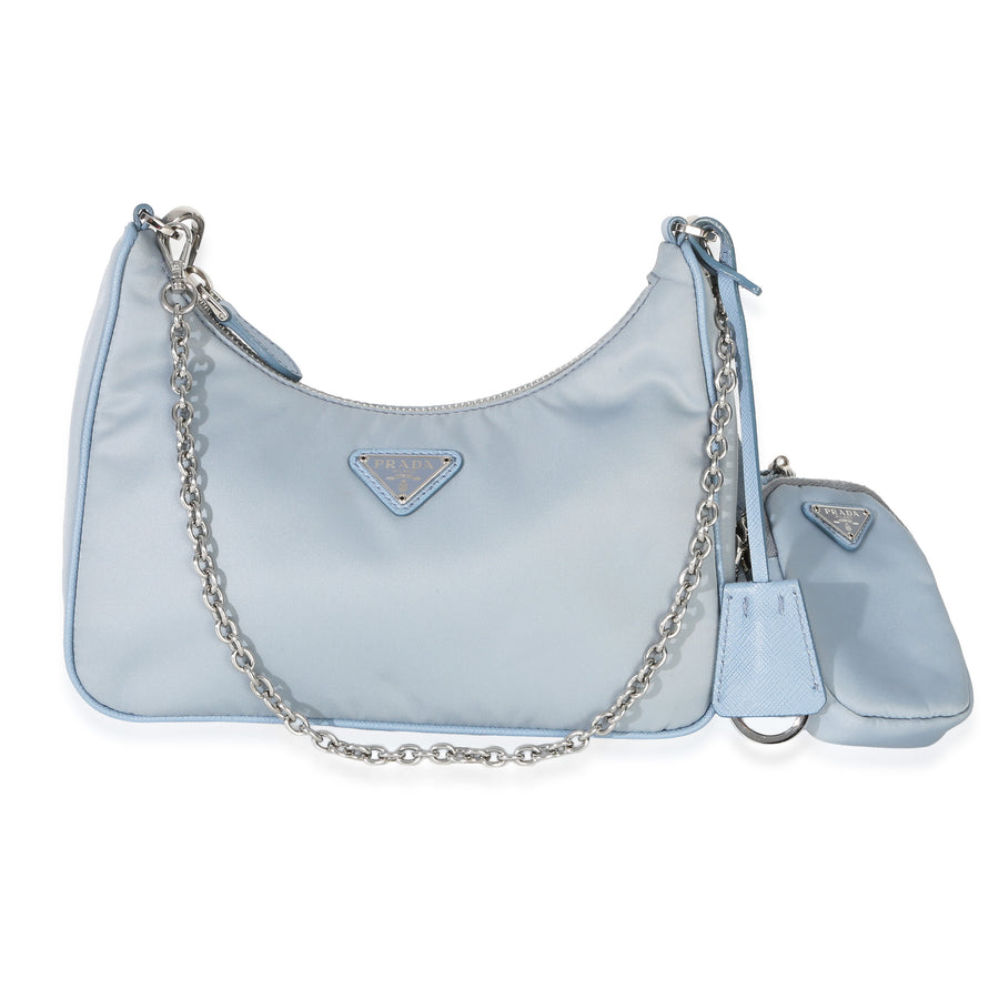 Prada Blue Nylon Saffiano Leather Re-Edition 2005 Handbag