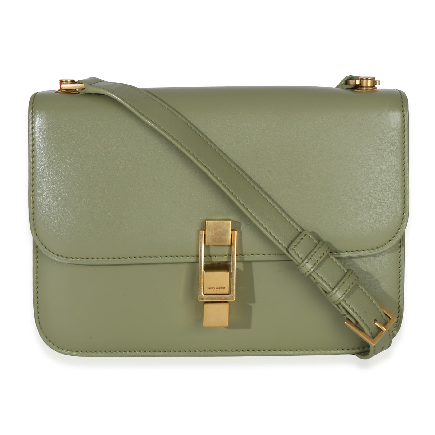 Saint Laurent Light Green Smooth Calfskin Le Carre Satchel Leather Handbag