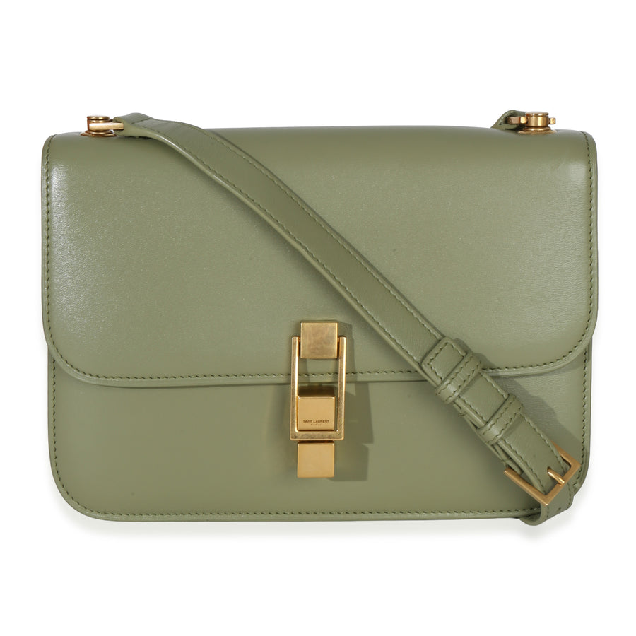 Saint Laurent Light Green Smooth Calfskin Le Carre Satchel Leather Handbag