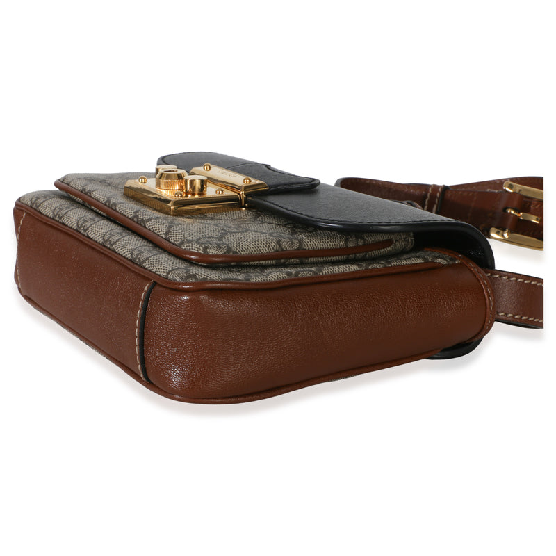 Gucci Black Ebony Gg Supreme Monogram Calfskin New Sakai Mini Padlock Bag Black; Brown Canvas; Leather Handbag