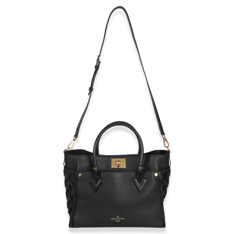 Louis Vuitton Black Calfskin Monogram Tufting On My Side Mm Leather Handbag