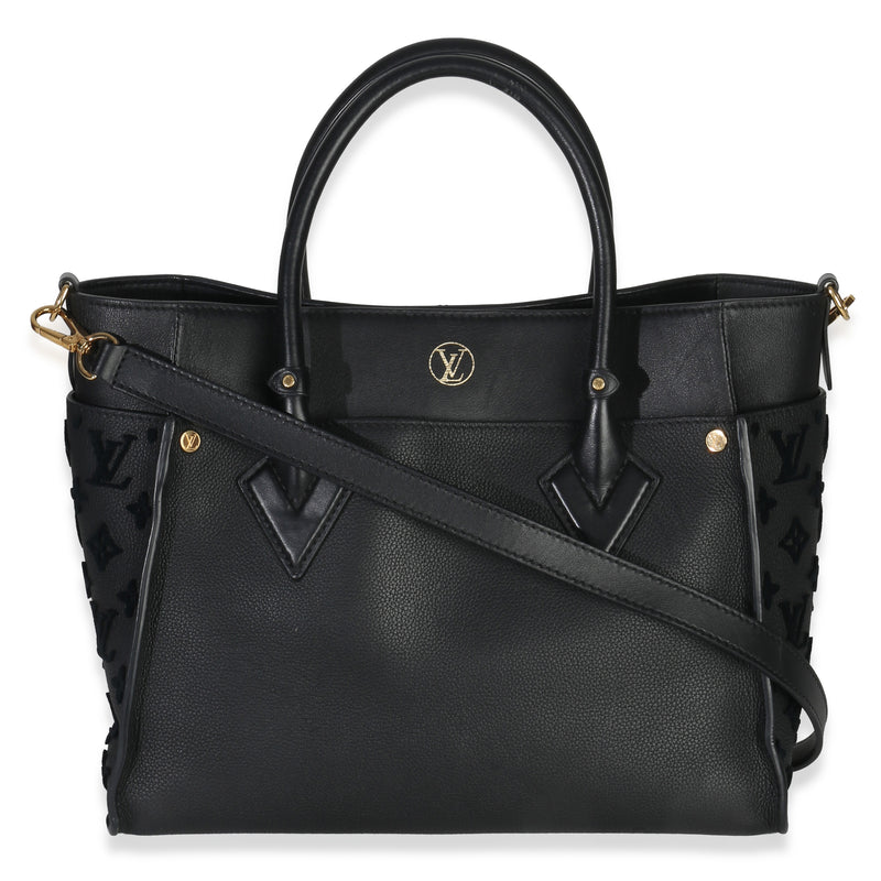 Louis Vuitton Black Calfskin Monogram Tufting On My Side Mm Leather Handbag