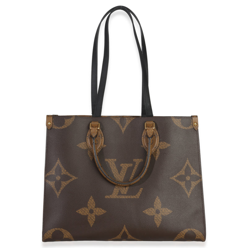 Reverse Monogram Giant Canvas Onthego Mm Brown Handbag