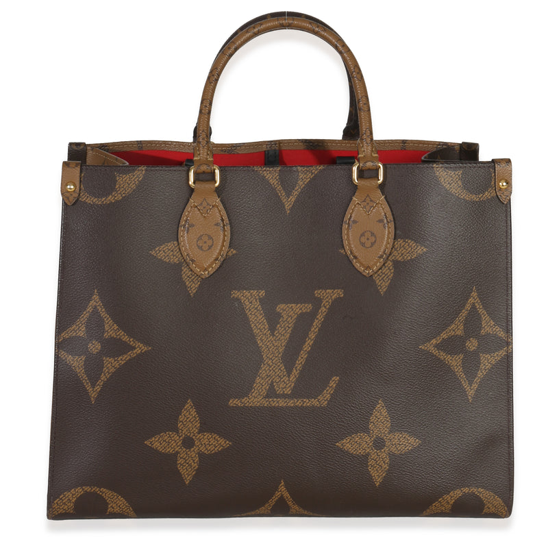 Reverse Monogram Giant Canvas Onthego Mm Brown Handbag