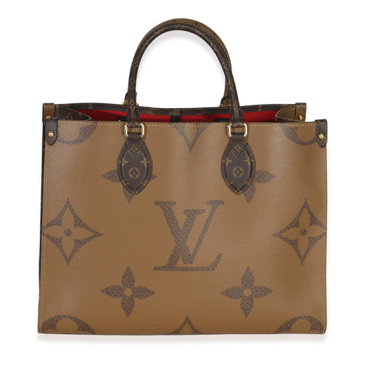Reverse Monogram Giant Canvas Onthego Mm Brown Handbag