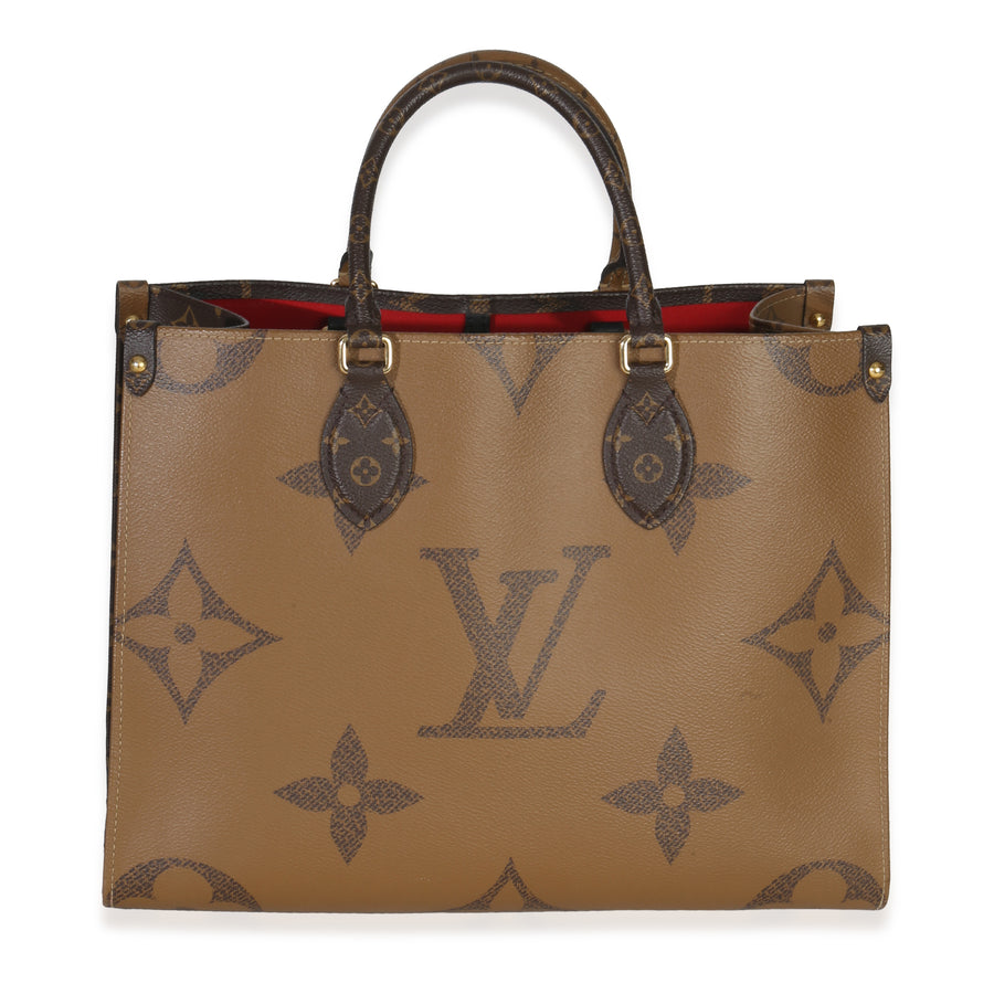 Reverse Monogram Giant Canvas Onthego Mm Brown Handbag
